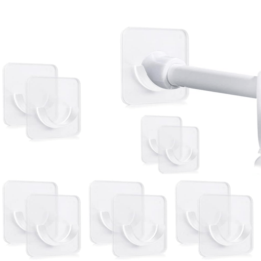 10pcs Adhesive Shower Rod Holders No Drilling