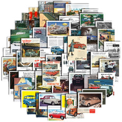 50pcs Retro Car Poster Stickers Waterproof Vinyl Stickers