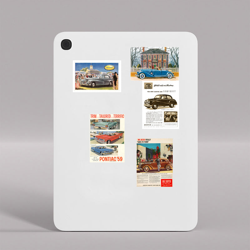 50pcs Retro Car Poster Stickers Waterproof Vinyl Stickers