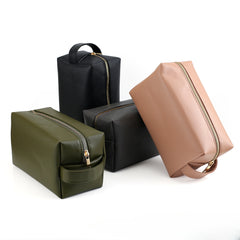 Minimalism PU Leather Cosmetic Bag for Women, Portable Makeup Storage Purse