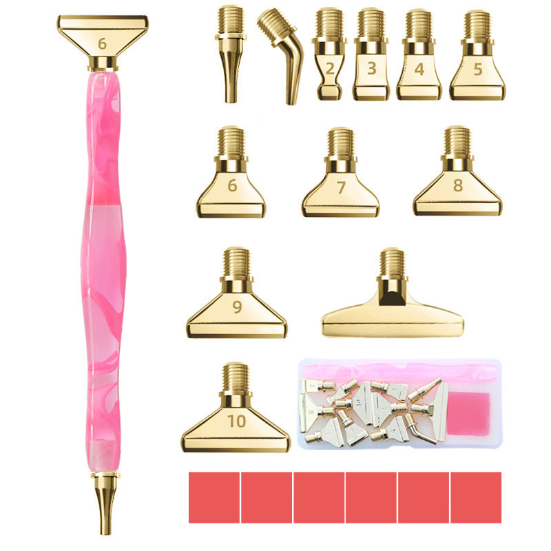 Diamond Painting Pen Tools Kit Metal Tips Screw Thread 6pcs Glue Clay DIY