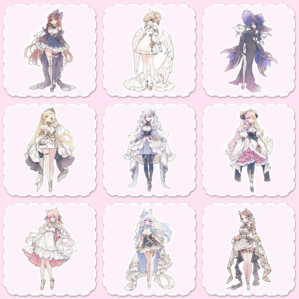 54pcs Anime Girl Stickers Waterproof Vinyl Sticker For Water Bottle Laptops