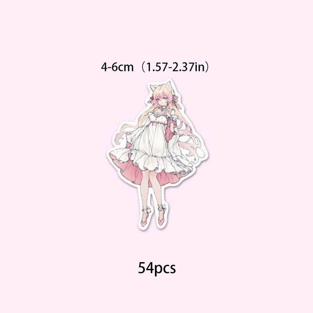 54pcs Anime Girl Stickers Waterproof Vinyl Sticker For Water Bottle Laptops
