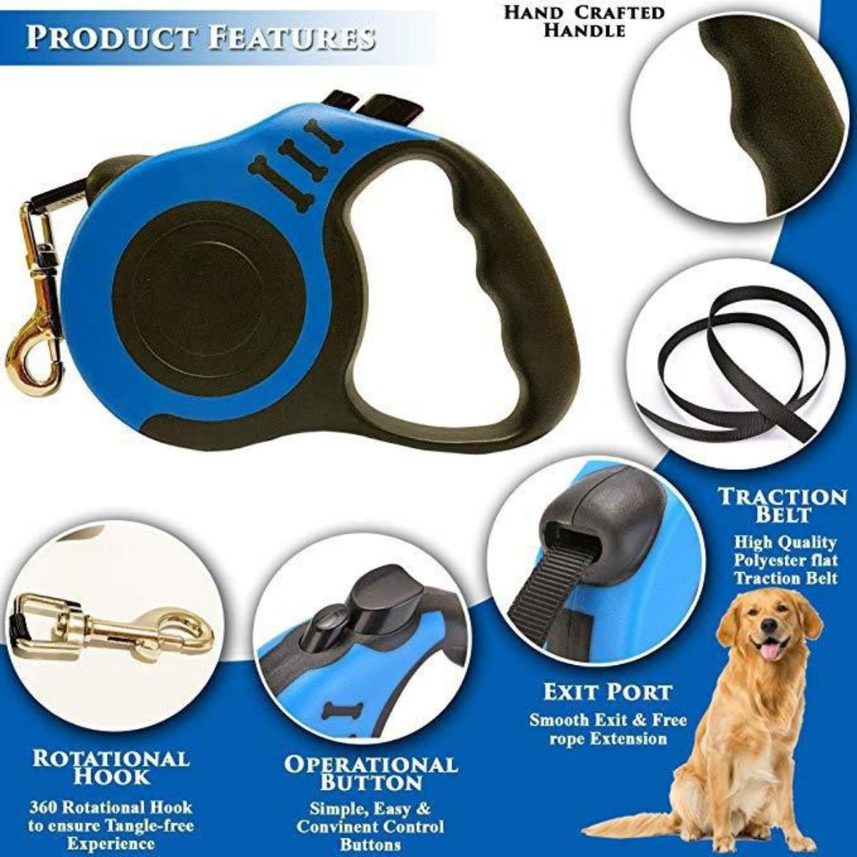 Retractable Dog Leash with Anti Slip Handle Pet Supplies