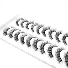 10 Pairs Fluffy False Eyelashes Curly Faux Mink Lashes Natural Volume