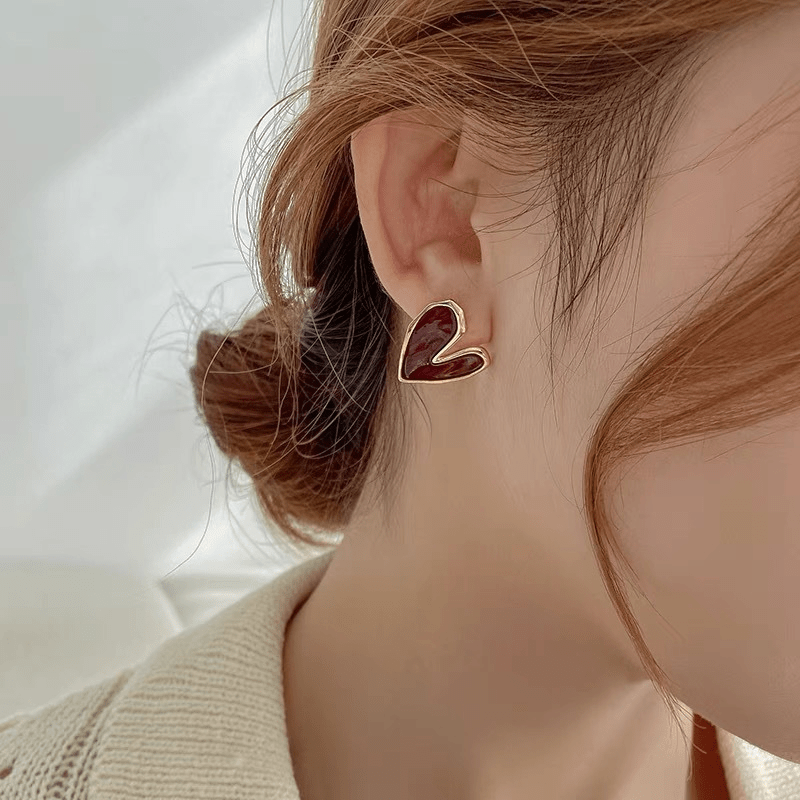 Reed Heart Stud Earrings Romantic Stud Earrings For Girls
