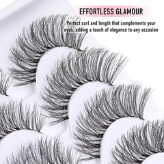 5 Pairs Cat Eye Lashes Wispy Natural Look D Curl 10 18mm