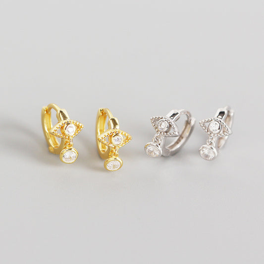 S925 Sterling Silver Eye Tears Zircon Hoop Earrings
