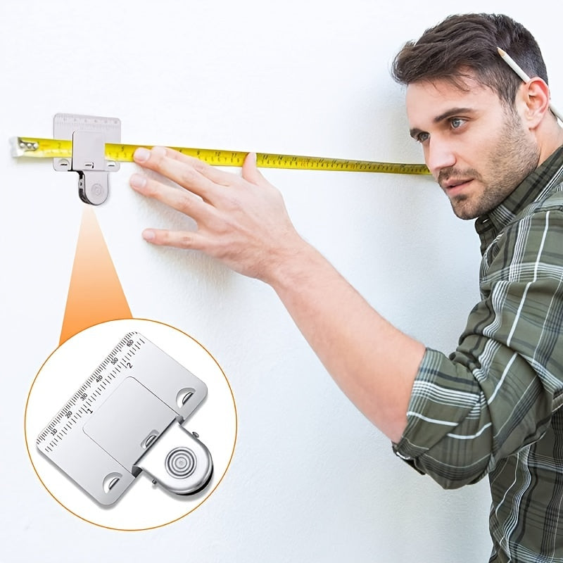 Stainless Steel Corner Measuring Tool Tape - Double Scale Tape Clip
