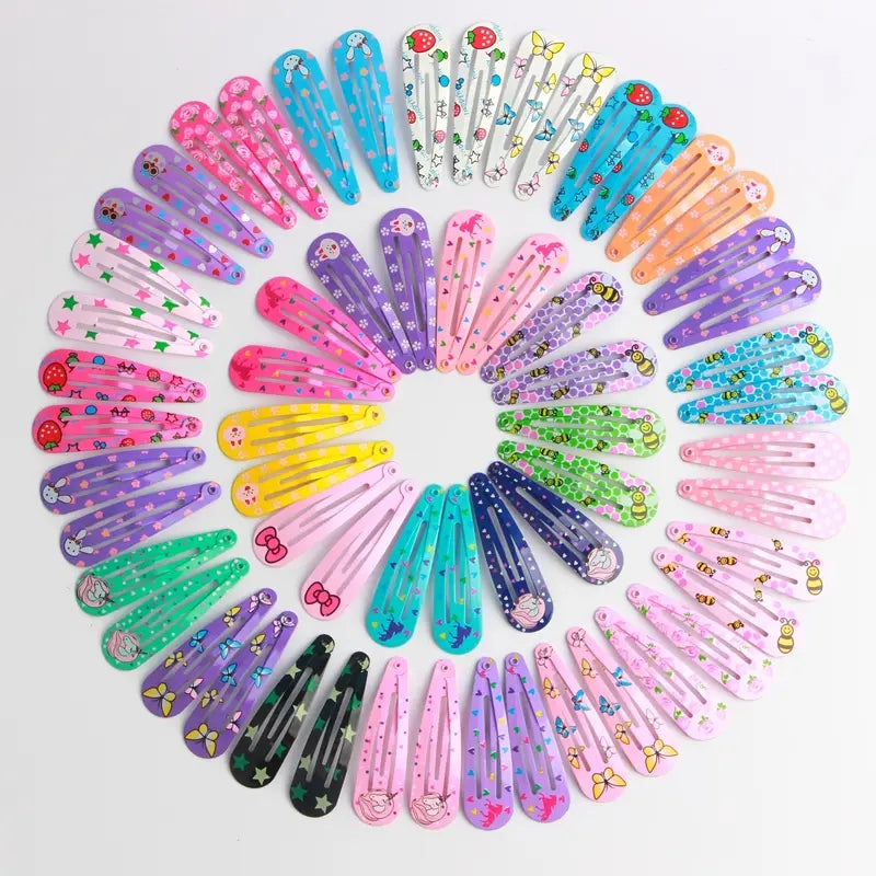 20pcs Colorful Printed Hair Clips for Kids