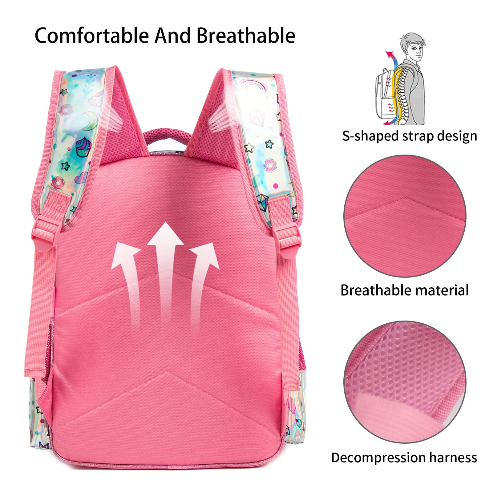 Girls Sequin School Backpack with Pencil Case