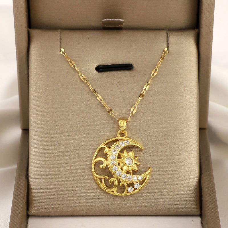 Girl's Sun Moon Star Necklace Light Jewelry for Friends
