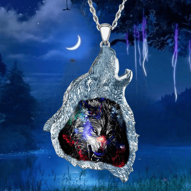Girl's Wolf King Pendant Necklace Party Jewelry Accessories Birthday Gift