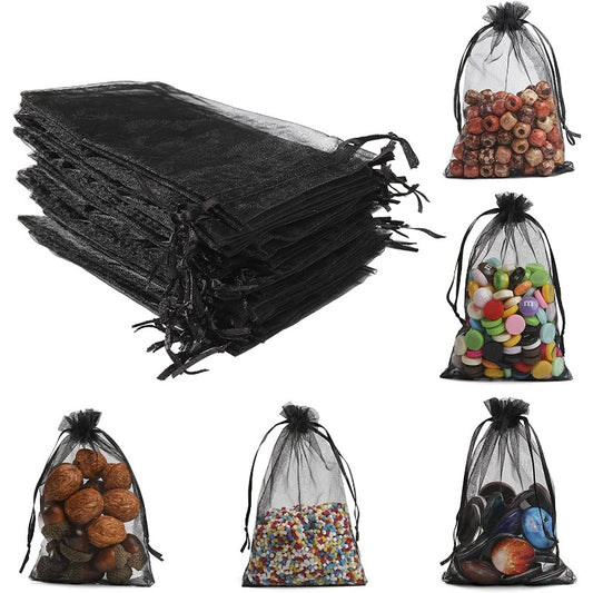 50PCS Organza Bags Small Size Sheer Mesh Candy Bags Drawstring Wedding Favors