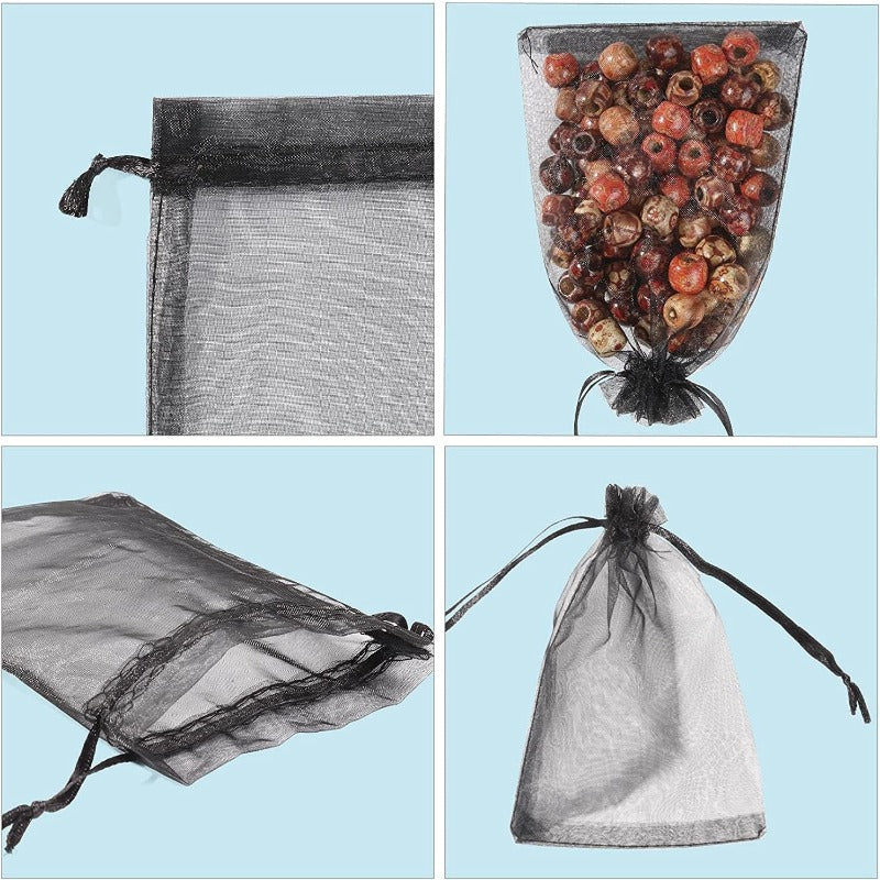 50PCS Organza Bags Small Size Sheer Mesh Candy Bags Drawstring Wedding Favors