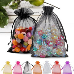 50PCS Organza Bags Small Size Sheer Mesh Candy Bags Drawstring Wedding Favors