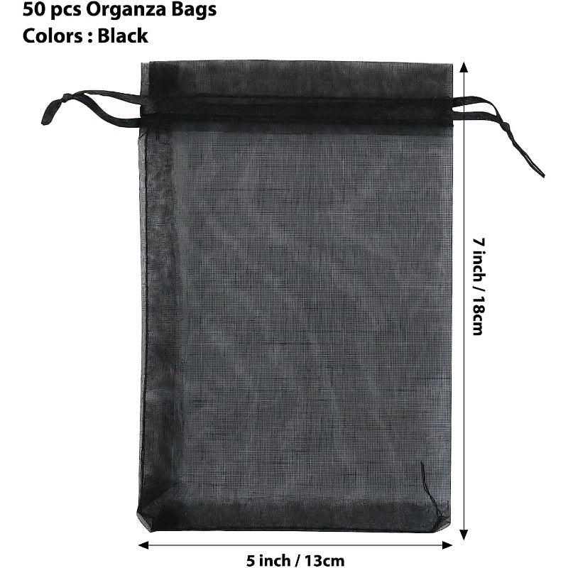 50PCS Organza Bags Small Size Sheer Mesh Candy Bags Drawstring Wedding Favors