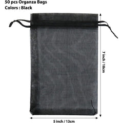 50PCS Organza Bags Small Size Sheer Mesh Candy Bags Drawstring Wedding Favors