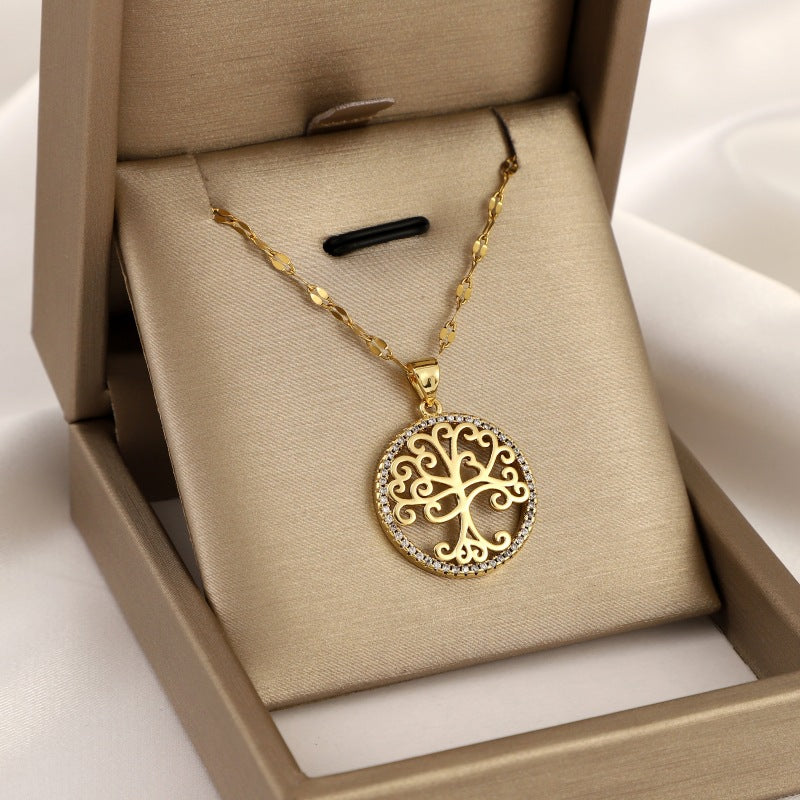 Girl's Hollow Celtic Tree Of Life Pendant Necklace