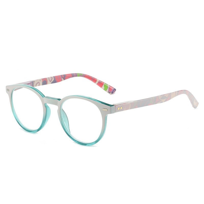 Round Frame Spring Hinges Colorful Presbyopia Reading Glasses