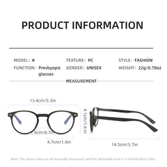 Round Frame Spring Hinges Colorful Presbyopia Reading Glasses