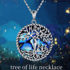 Girl's Tree Of Life Goddess & Child Abalone Shell Pendant Necklace