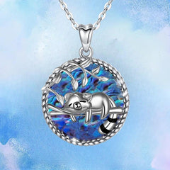Girl's Raccoon Abalone Pendant Necklace Charm And Life Tree Animal Jewelry