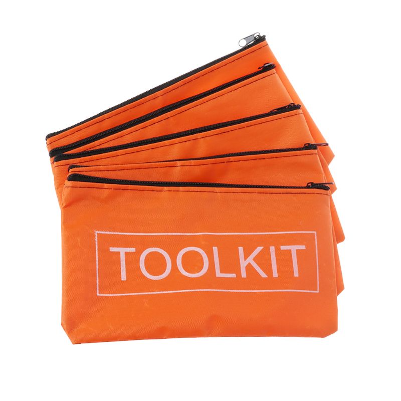 5pcs Orange Waterproof Oxford Tool Bags with Zipper