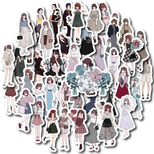 50pcs Girl Stickers Waterproof Vinyl Stickers for Water Bottle Laptops Phones