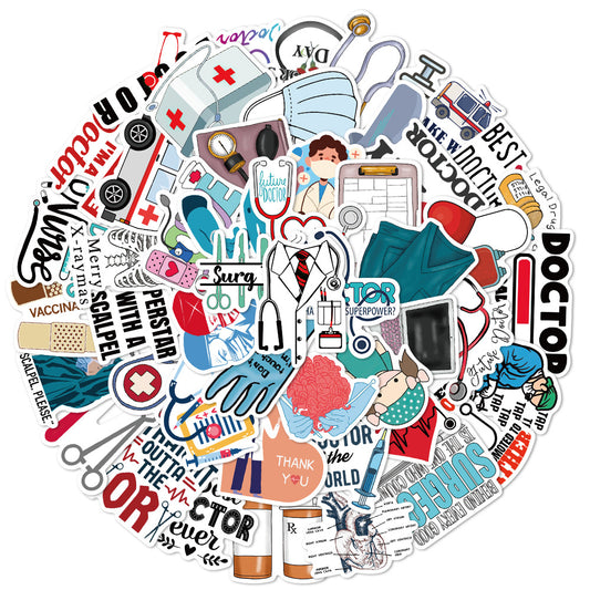 50pcs Doctor Hospital Waterproof Vinyl Stickers for Teen Girl