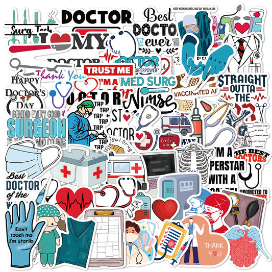 50pcs Doctor Hospital Waterproof Vinyl Stickers for Teen Girl