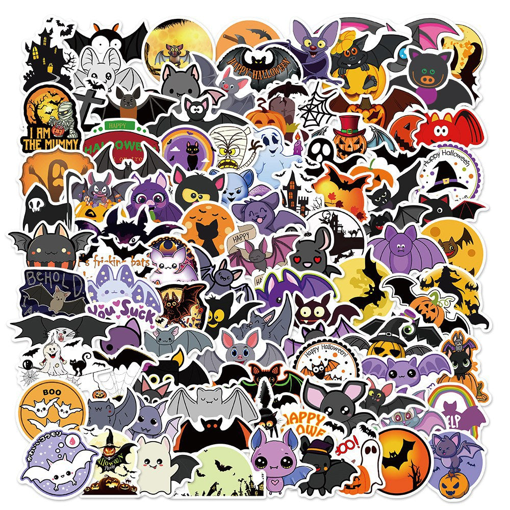 100pcs Cartoon Bat Stickers Halloween Horror Vinyl Stickers