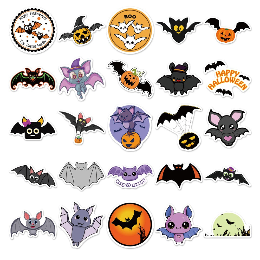 100pcs Cartoon Bat Stickers Halloween Horror Vinyl Stickers