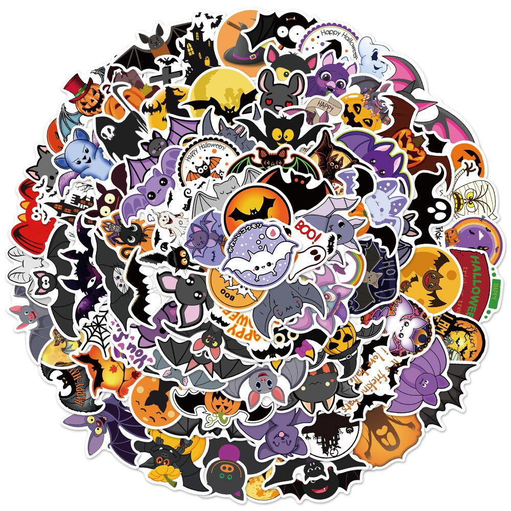100pcs Cartoon Bat Stickers Halloween Horror Vinyl Stickers