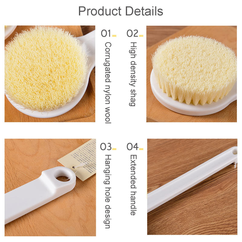 Long Handled Soft Bristled Scrubbing Tool for Comfortable Body Cleaning