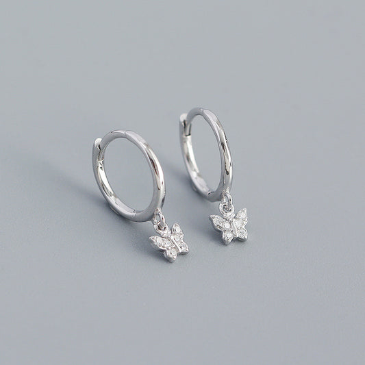 S925 Colorful Butterfly Hoop Earrings Hypoallergenic Jewelry For Girls
