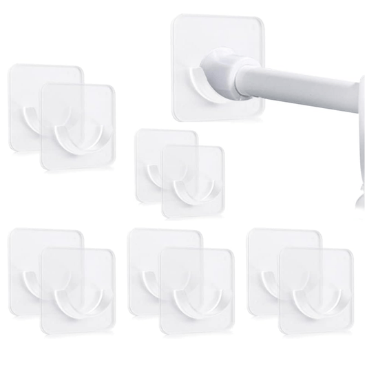 10pcs Adhesive Shower Rod Holders Clear Tension Rod Holder Bathroom Accessories