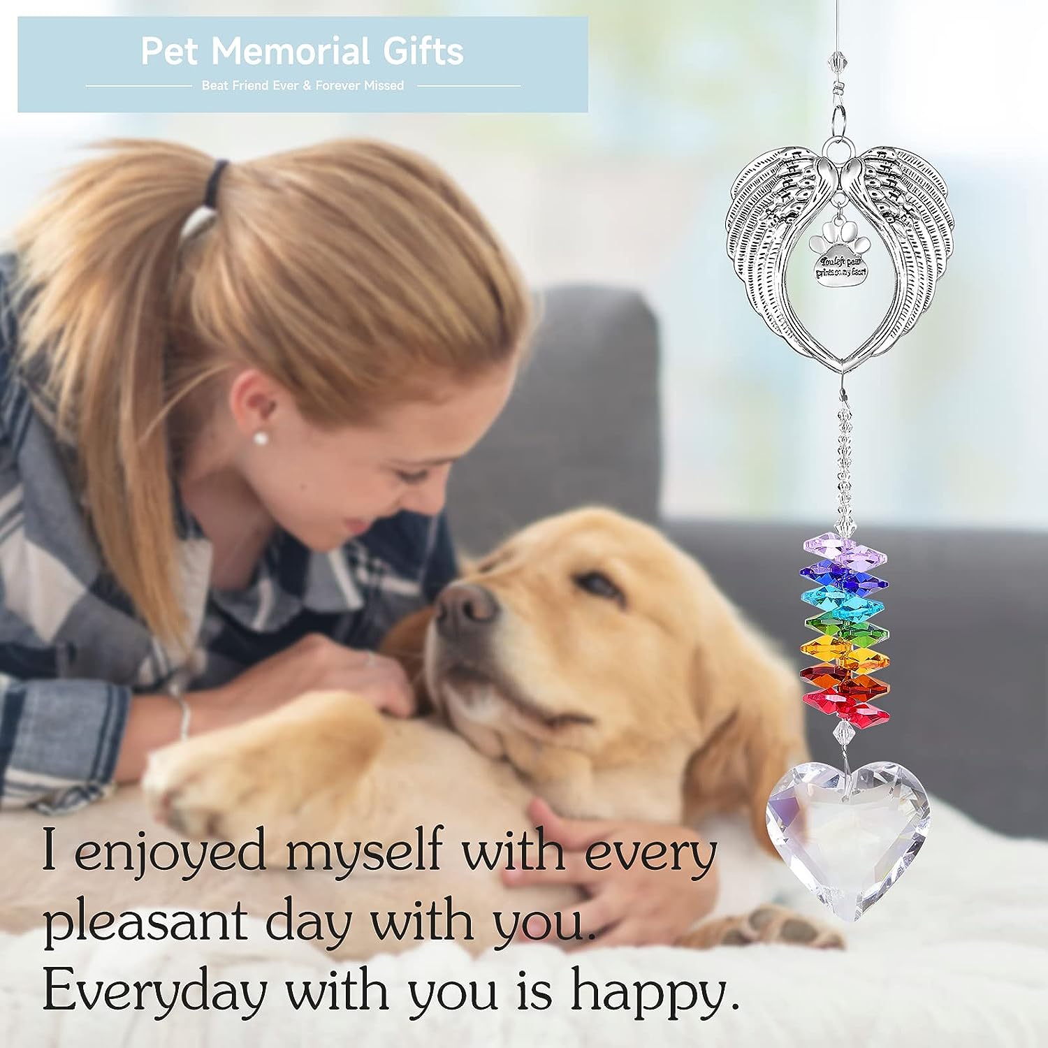 Crystals Prisms Hanging Dog Memorial Garden Decor Pet Loss Sympathy