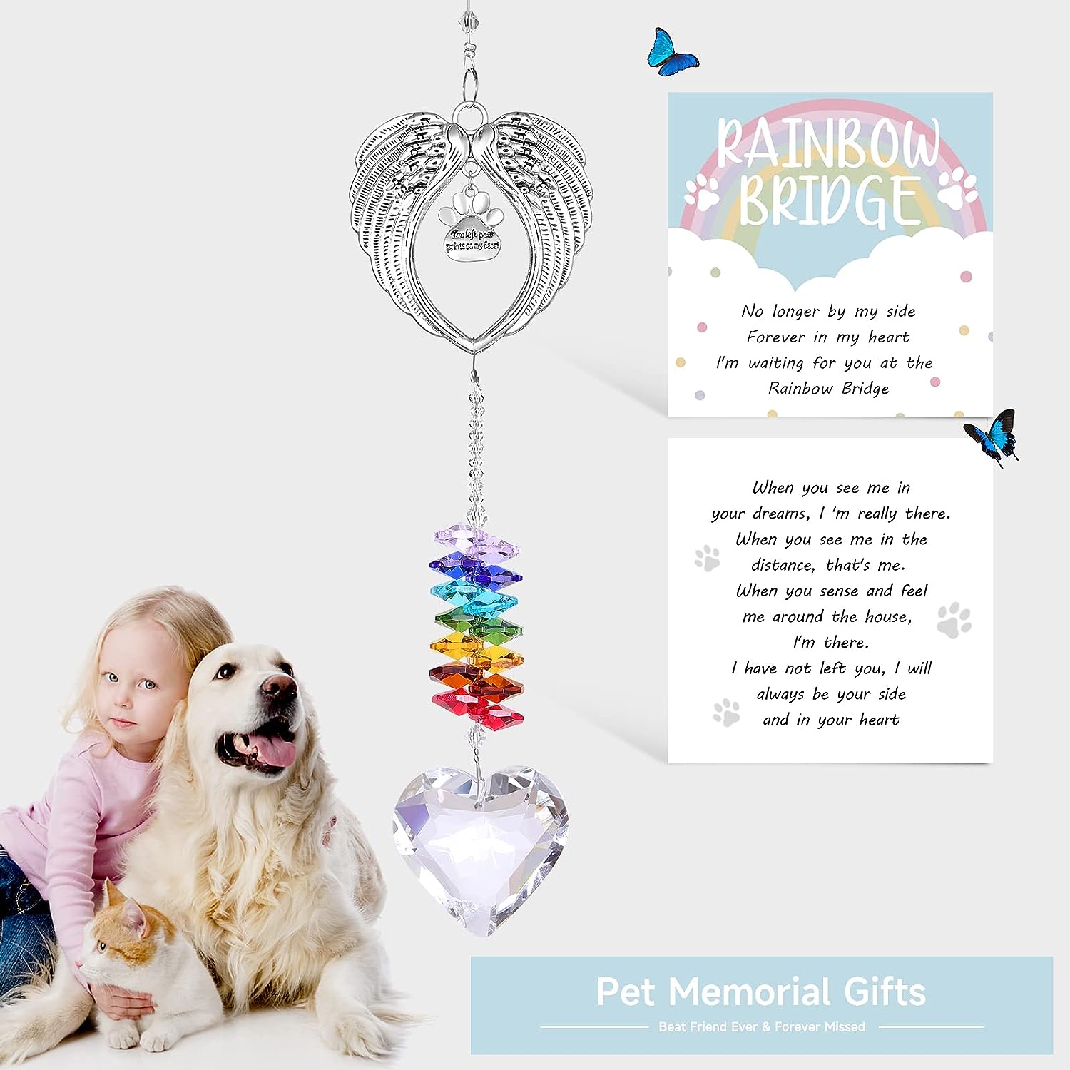 Crystals Prisms Hanging Dog Memorial Garden Decor Pet Loss Sympathy