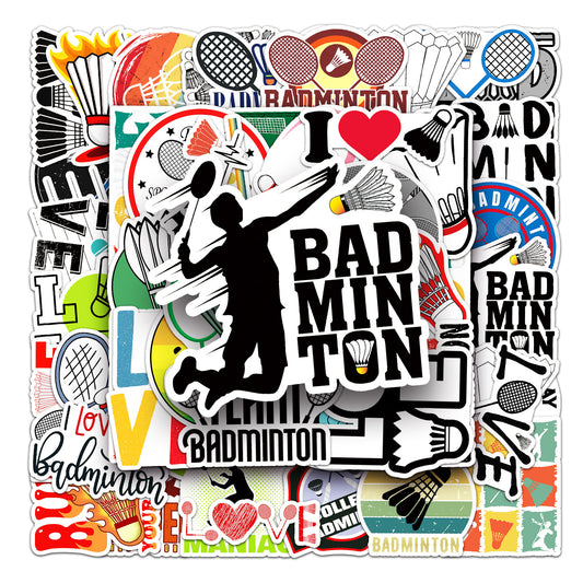 50pcs Badminton Series Waterproof Graffiti Stickers for Motorcycle Laptop Helmet