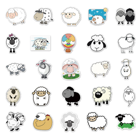 50pcs Sheep Series Animal Stickers, Waterproof Graffiti Sticker for Laptop