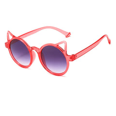 Girl's Round Frame Cat Ears Sunglasses Summer Party Seaside Glasses
