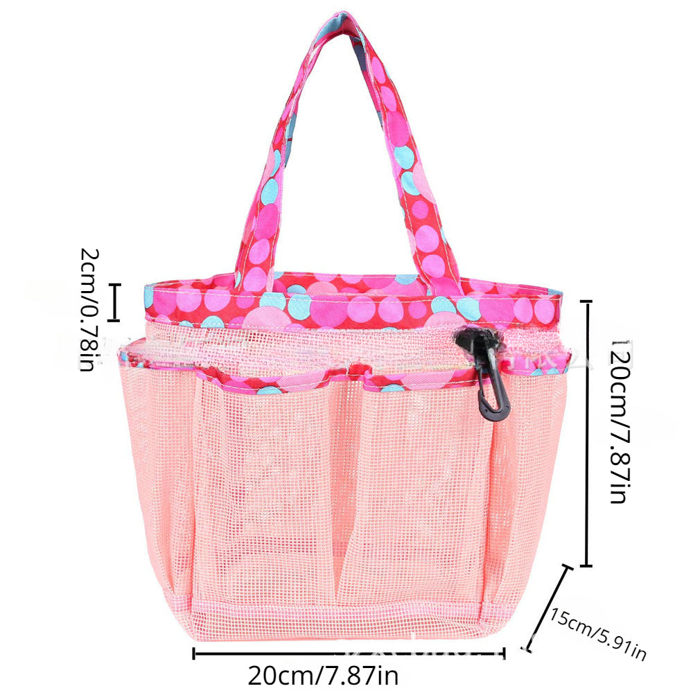 Large Mesh Shower Caddy Bag with Handles & Pockets