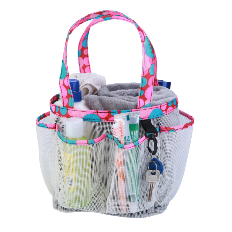 Large Mesh Shower Caddy Bag with Handles & Pockets