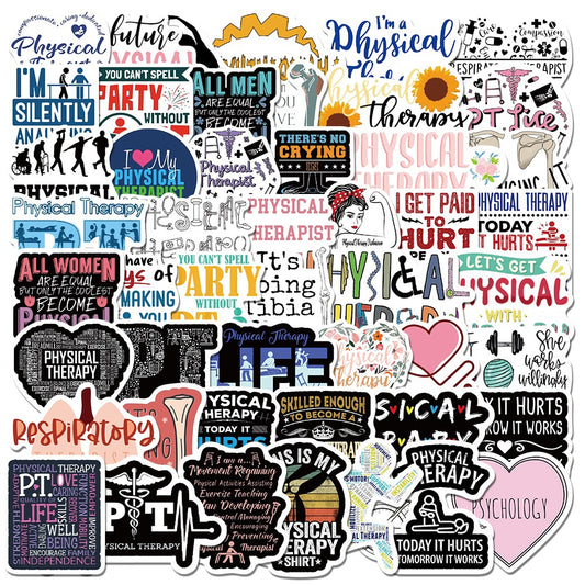 50pcs World Physical Therapy Stickers Waterproof Vinyl Stickers For Adults