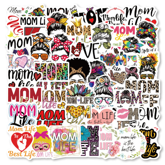 50pcs Mom Cartoon Stickers Waterproof Vinyl Sticker For Teen Girl
