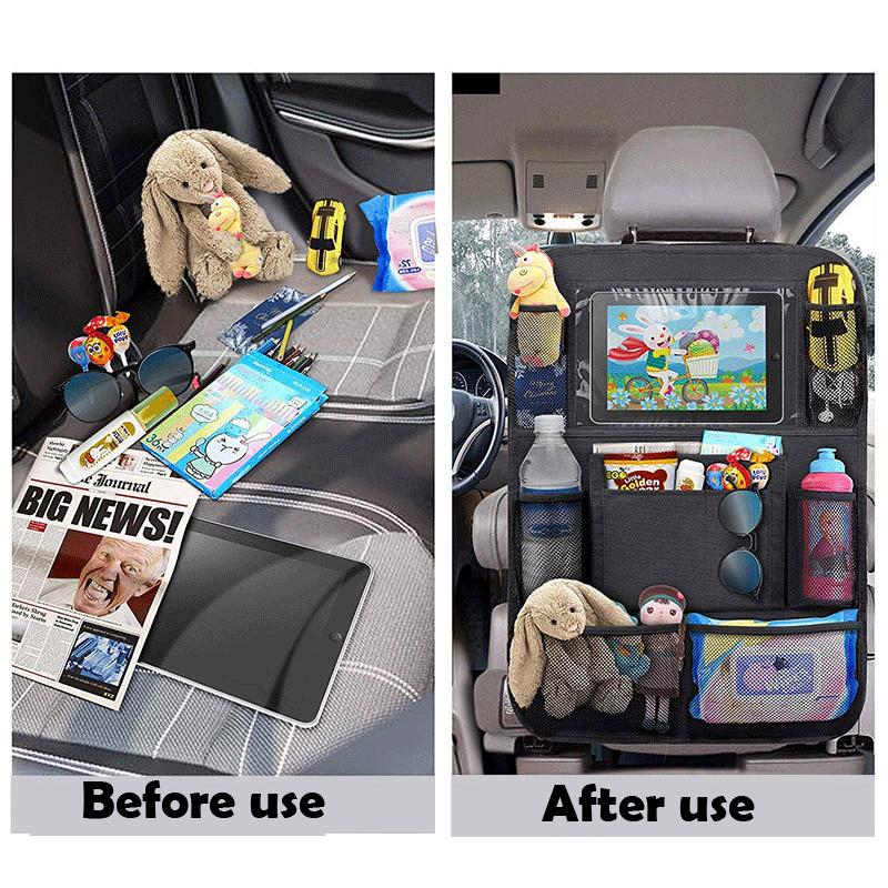 Car Seat Back Organizer Storage Bag Tablet Holder Protector