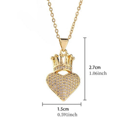 Girl's Crown Love Heart Pendant Necklace Hip Hop Accessories Party Jewelry