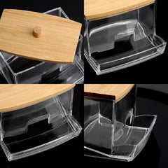 7 OZ Cotton Swab Holder Apothecary Jar With Wood Lids
