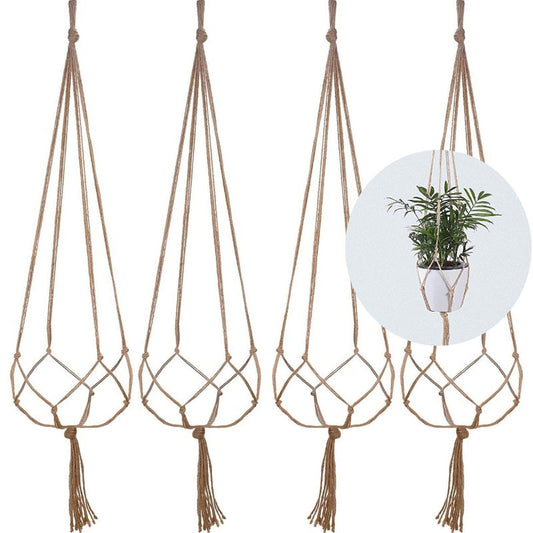 Greening Flower Pots Hemp Rope Hanging Nets Hand Woven